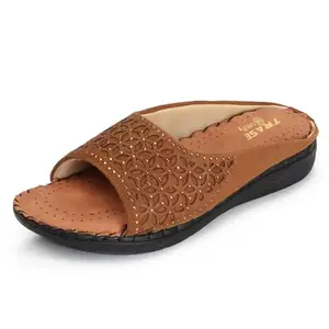 TRASE Laser-cut Floral Design Flats Slippers For Women - Soft Sandals For Women Stylish - Ortho Soft Slippers For Women - Diabetic Footwear For Women Soft (44092, Pink, 7 Uk)