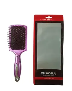 CHAOBA Professional Professional Square Paddle Hair Brush with Strong & flexible nylon bristles For Grooming, Straightening, Smoothing Hair, ideal for Men & Women, Pink (CHB-251)