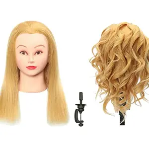 TIANYOUHAIR Blonde 100% Human Hair Mannequin Head Manikin Cosmetology Heads with Stand for Hairstylist Hairdresser Practice Training Bleaching Dyeing Styling Coloring Braiding Curling Cutting