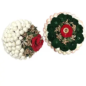 Arooman™ Fabric flower juda bun/gajra for women,girls hair flower accecories for occasions,multicolor, Pack_2