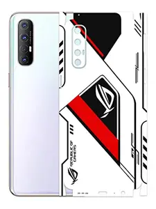 AtOdds - Oppo Reno 3 Pro Mobile Back Skin Rear Screen Guard Protector Film Wrap (Coverage - Back+Camera+Sides) (Rog Red)