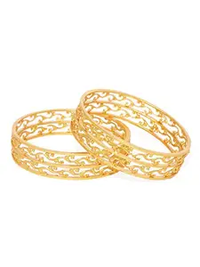 ACCESSHER jewellery Matte Gold Handcrafted Filigree Bangles set of 2 for women and girls
