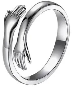 KJ Verma Silver Hug Ring For Boys & Girls (Pack Of 1) Stainless Steel Ring Silver Hug Ring_1