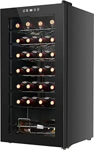 LEONARD USA 82 L Inverter Wine Cooler l Touch Control l Toughened Glass Door with UV-Protection l LED Interior Light (Based on American Technology) (Black, LEUSA95WC202408, Single Door)