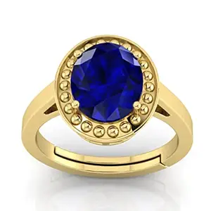 Todani Jems 14.25 Ratti Certified Original Blue Sapphire Ring Panchdhatu Adjustable Neelam Ring for Men & Women by Lab Certified