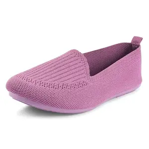 Xenaro Memory Foam Women's Casual Knitted Slip-On Belly Shoes | Comfortable Lightweight Bellies/Fabric Juttis for Office Travel for Girls and Ladies | Moss Purple | 6 | Sizes 4-9