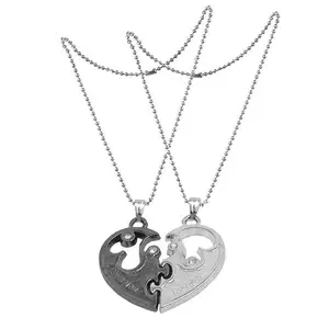 M Men Style Valentine Gift 2pcs His and Hers Heart-shape Multicolor Zinc, Alloy Pendant Necklace Chain For Men And Women