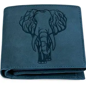 URBAN FOREST Mastodon Vintage Blue Leather Wallet for Men