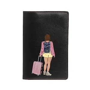 The Messy Corner Vegan Leather Passport Cover for Women | Explorer Leather Passport Case Accessories for Travel (Black)