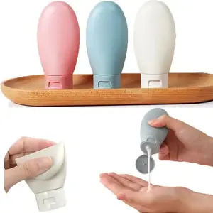 VIDORA 3 Pcs Travel Bottles Set,60ML Travel Bottles & Containers,Small Mini Empty Plastic Squeeze Bottles for Travel Toiletries,Shampoo and Conditioner with Storage Bag.(Multicolor)