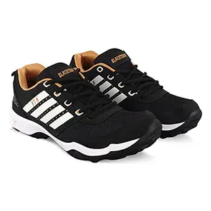 BLACKTOWN Tiger Sports Running Shoes for Men (Black - 9)