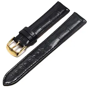 Ewatchaccessories 24mm Genuine Leather Watch Band Strap Fits 98C71 Black Yellow Buckle