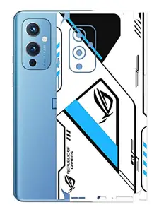 AtOdds - OnePlus 9 Mobile Back Skin Rear Screen Guard Protector Film Wrap (Coverage - Back+Camera+Sides) (Rog Blue)