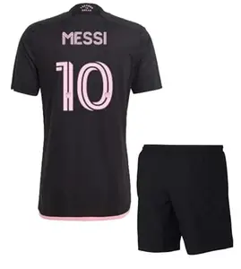 JUSBALL - Black Color Messi FAV Football Away Jersey with Shorts 2023-2024 Football (Kids and Mens)(3-4) Football