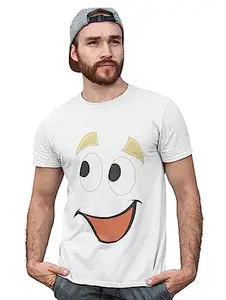 ViShubh Happy Emoji Men's Graphic (White) Printed Regular Fit Half Sleeve Round Neck Cotton T-Shirt