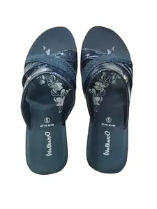 Women's Plush Memory Foam Slippers, Indoor Outdoor Flip Flops, Blue, UK Size (Blue, UK Footwear Size System, Adult, Women, Numeric, Medium, 5)