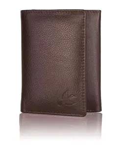 Hornbull Men's Trifold Brown Leather Wallet and Key Ring
