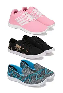 Bersache Sports (Walking & Gym Shoes) Running, Loafers, Sneakers Shoes for Women Combo(MR)-1704-1629-1544 Multicolor (Pack of 3)