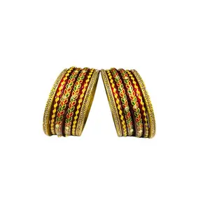 COLORIQUE XXL Handcrafted Rajasthani Lac Bangles – Vibrant Rajasthani Tradition, Extra Large Size, 210, 212, Perfect for Celebrations (FLOWER MAROON, 212)