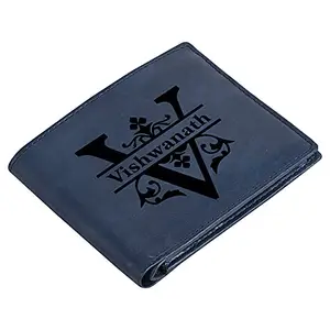 GFTBX Blue Faux Leather Men's RFID Protected Customizable Wallet