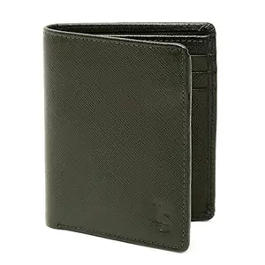 LOUIS STITCH Mens Green Bifold Leather Wallet Purse | 1 Cash Compartment, 3 Card Slots with RFID Protected Wallet (WL-SF_GR)