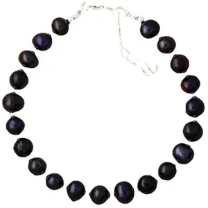 RRJEWELZ Black Cultured Pearl Bracelet for Men & Women – 8mm Round Smooth Black Beads – 7 inch adjustable with Silver Plated Clasp – Healing, Fashion, Gift, Spiritual, Yoga|LCB_RR_00943