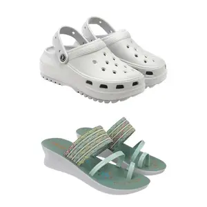 SPORTER Extra Soft Classic Casual wear with Flexibility Technology Flip Flop Combo for Women's/Girl's(6128+1948) Multicolor