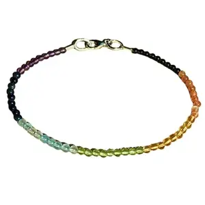 LKBEADS 7 Chakra Stone Bracelet with Silver Plated Clasp – 2mm Round Beads – Smooth Cut – 7 inch – Healing, Fashion, Gift, Spiritual, Yoga|LK_STACK_00017