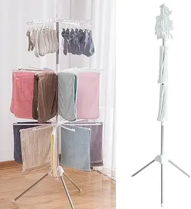 PIKFOS Premium Aluminum Foldable Cloth Drying Stand/Clothes Stand for Drying/Cloth Stand/Clothes Dryer/Laundry Racks for Drying for Indoor/Outdoor/Balcony (3 Tier) White