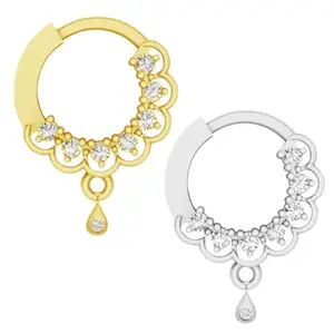 VAMA Nath Nose Ring nathiya American diamond Jewellery With Piercing Gold and silver AD CZ Nath for women and girls