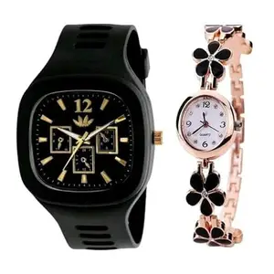 WATCHSTAR New Stylish Analouge Metal Strap & Rubber Starp Square Big Dail Watch for Women&Girls &Men(SR-858) AT-858
