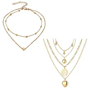 Jewels Galaxy Jewellery For Women Gold-Plated Layered Necklace-Set Of 2 (JG-PC-NCKA-22166)