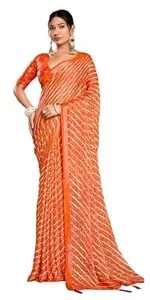 Stylum Women's Leheriya Printed Silk Blend Saree With Unstitched Blouse Piece
