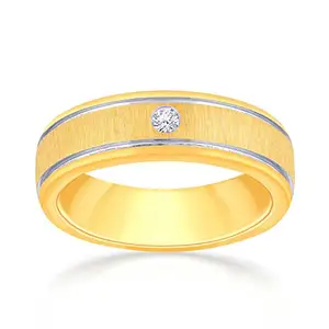 Malabar Gold and Diamonds Malabar Gold and Diamonds 18 KT Two Tone gold Bands Ring for Men,IGI diamond certified
