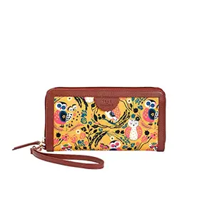 TEAL BY CHUMBAK Women's Long Wallet/Clutches | Ladies Purse Wallet | Multi Slot Card Holder | Travel Hand Purse | Orange (Jungle Stories)