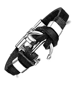 Jewelgenics Vientiq Men's Leather Black Arrow Style Wrapround Bracelet