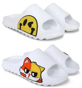 Pampy Angel Combo Pack of 2 Slipper/Flip Flops/Slides/Clogs/Sandals with Adjustable Back Strap for Men,(Y-To-Eyes-White,Y-To-Bili-White),7 (UK/India)