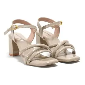 HEIGHTEN Women’s Synthetic Leather Heels | Stylish Artificial Leather High Heel Sandals for Party & Office Wear