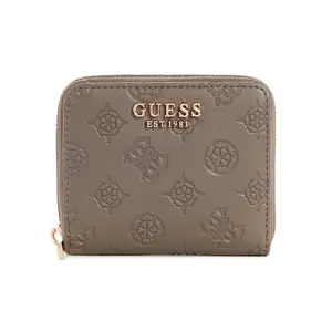 GUESS Dark Taupe Printed Gerty Small Zip Around Wallet