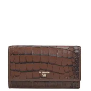 Da Milano Leather Frame Wallet for Women - Brown (10436)