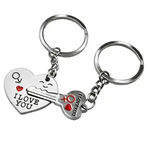 Futaba Silver Key To My Heart Keyring & Keychain(Set Of 2)