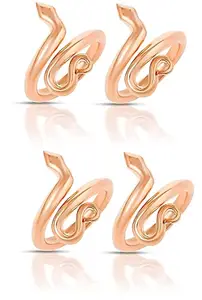 VIDEH Simple Plain Snake Copper Ring for Men and Women (SIMPLE SNAKE RING PK 4)