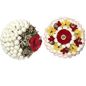 Arooman™ Fabric flower juda bun/gajra for women,girls hair flower accecories for occasions,multicolor, Pack-2