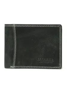 TEAKWOOD LEATHERS Men's Olive Leather Wallet with Coin Pocket & ID Flap | T_WLT_525_OL