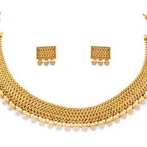 JFL-Traditional Ethnic One Gram Gold Plated White Pearls Necklace Set/Jewellery Set Women,