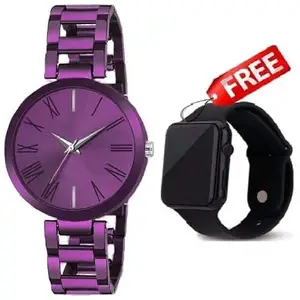 STARWATCH New Design Stainless Steel Strap Analog Watch and Rubber Strap Digital Watch Free for Girls and Women(SR-423)