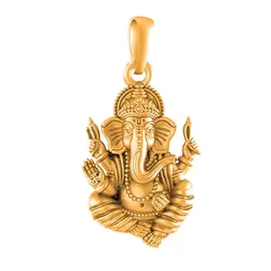 AKSHAT SAPPHIRE 925 Sterling Silver 22k Gold Plated God Ganesh Pendant Lord Ganapathy Locket for Men, Boys Girls and Women