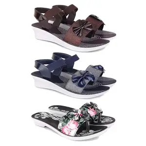 Trendy Open-Toe Sandals for Women – Soft Padded Footbed, Summer Wear | (COMBO-3)-1970-1972-1965-6