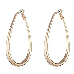 Kairangi Earrings for Women and Girls Hoop Earrings for Girls| Gold Plated Oval Shaped Hoop Earrings | Birthday Gift for girls and women Anniversary Gift for Wife