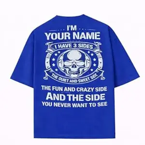 Crafted Signature Back Print Pure Cotton Graphic Print Round Neck Half Sleeves Fit Unisex T-Shirt Featuring Viking Warrior Design “Never Underestimate The Power Your Name”(BKP-01-TS-3 Side)